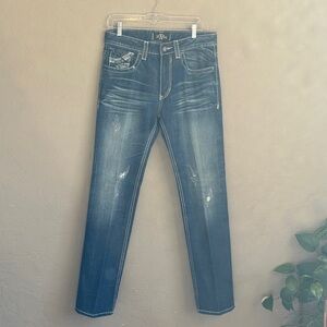 X-ray jeans, distressed size 32 men’s jeans back button pockets
